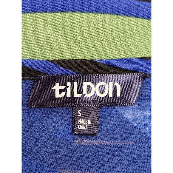 Tildon Women's Size Small Short Sleeve Sheath Dress Blue‎ Geometric Pattern - Picture 3 of 3